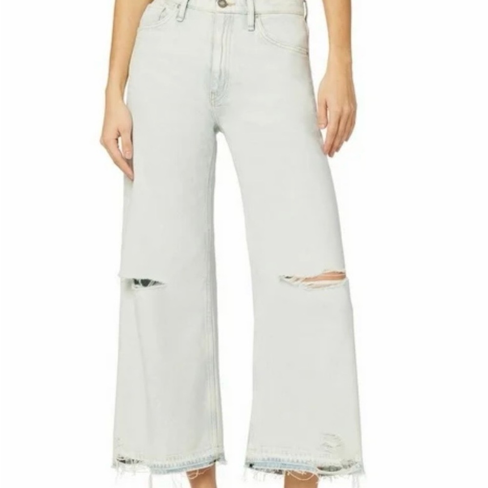 NEW Hudson Women‎ Jodie Wide Leg Crop Jeans Light Wash Distressed Size 27